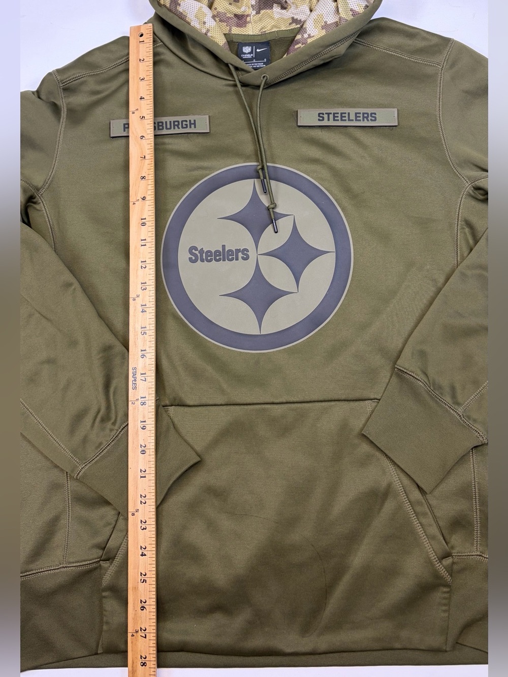 NIKE PITTSBURGH STEELERS SALUTE TO SERVICE OLIVE CAMO HOODIE MENS SIZE LARGE - Picture 3 of 7